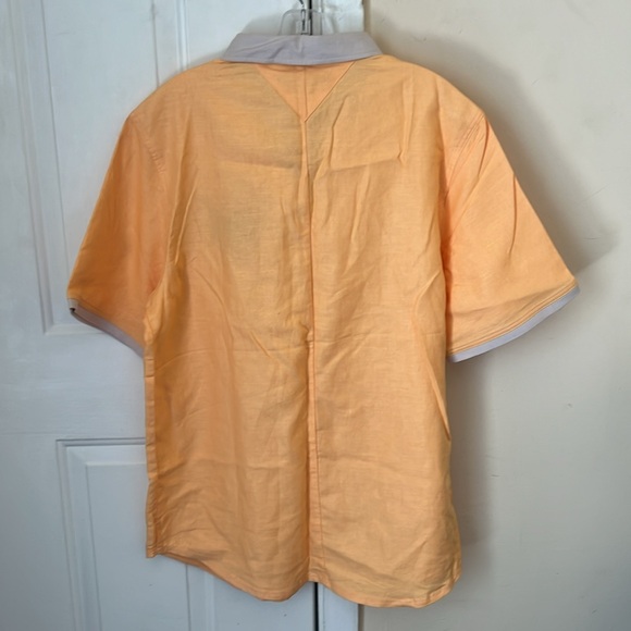 Blvck Scvle Orange Polo Linen Blend Shirt Size L - Picture 5 of 12